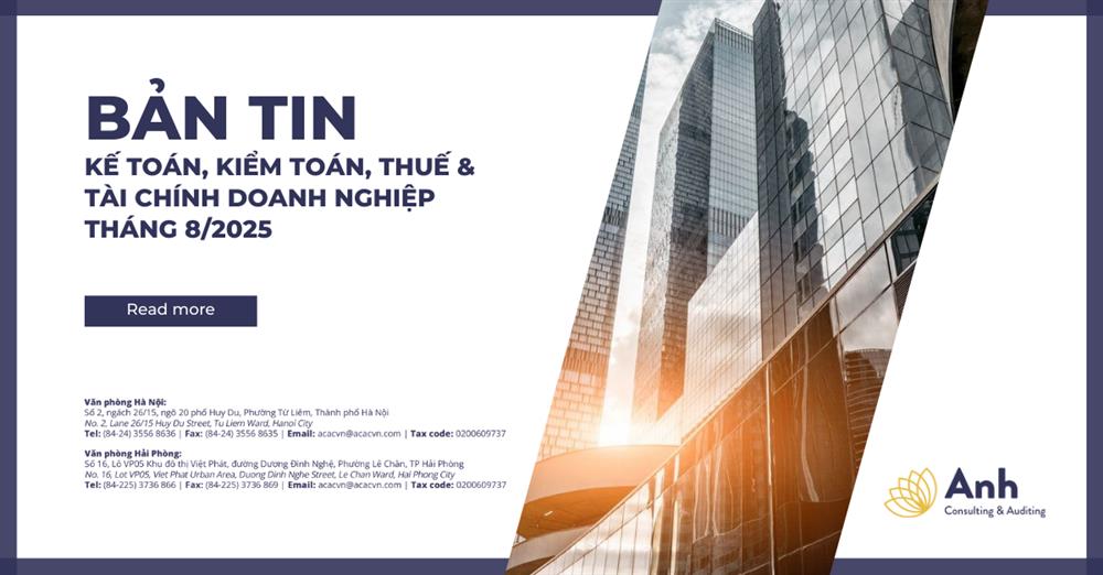 Bản tin đầu tư tài chính và thuế kỳ 31 tháng 08 năm 2025